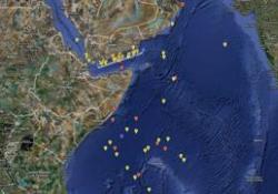 Map showing the spread of attacks over the last three months off the East Coast of Africa and Gulf of Aden